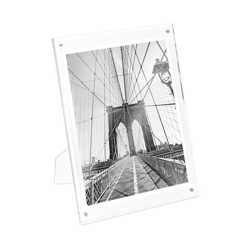 Isaac Jacobs 5â€ x 7â€ Clear Plain Acrylic Picture Frame, Magnetic Photo Frame, Made for Tabletop Display with Two-Way Easel - Image 1